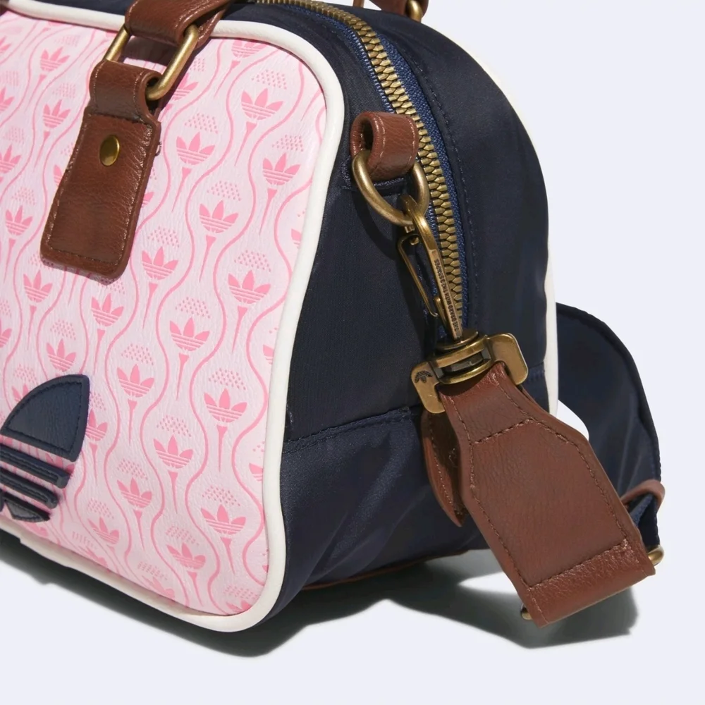 adidas Originals Pink Shoulder Bag with Brown Trim and Navy Trefoil JY9881 - Picture 6 of 7